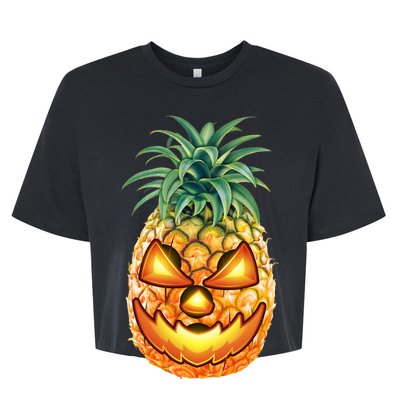 Pineapple Jack O Lantern Face Bella+Canvas Jersey Crop Tee