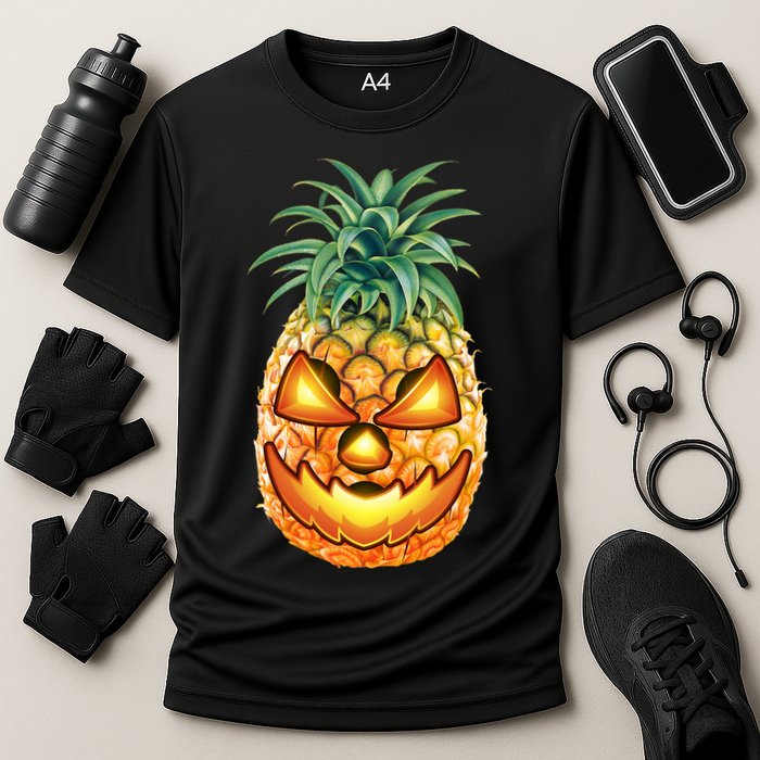 Pineapple Jack O Lantern Face Cooling Performance Crew T-Shirt