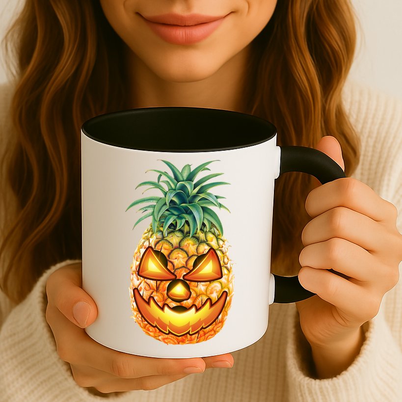 Pineapple Jack O Lantern Face Mug