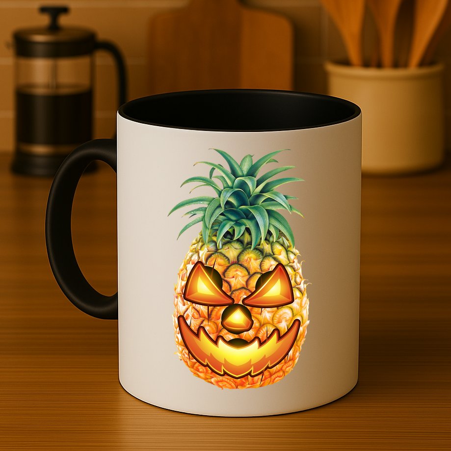 Pineapple Jack O Lantern Face Mug