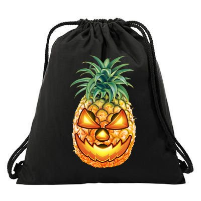 Pineapple Jack O Lantern Face Drawstring Bag