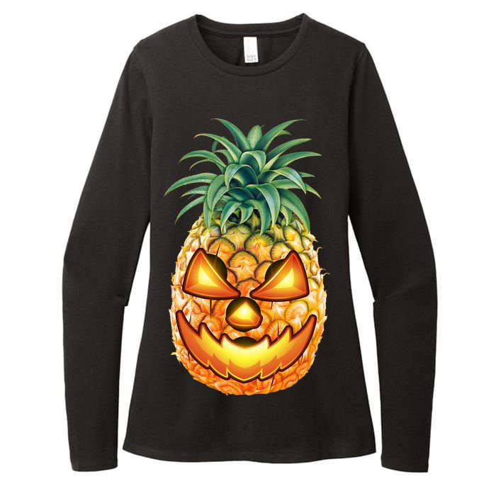 Pineapple Jack O Lantern Face Womens CVC Long Sleeve Shirt