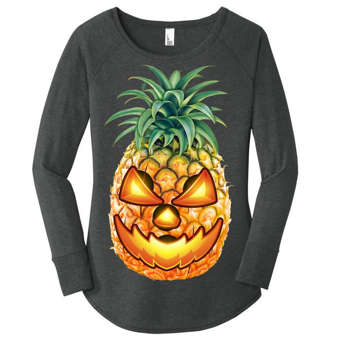 Pineapple Jack O Lantern Face Women's Perfect Tri Tunic Long Sleeve Shirt