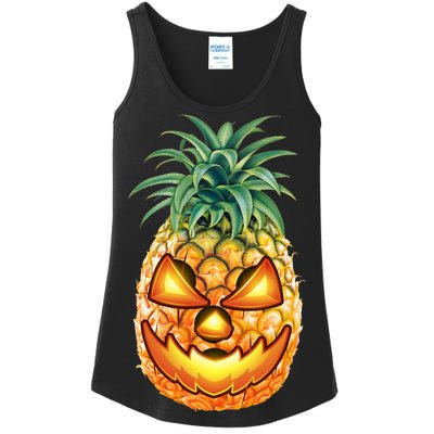 Pineapple Jack O Lantern Face Ladies Essential Tank