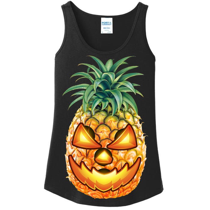 Pineapple Jack O Lantern Face Ladies Essential Tank