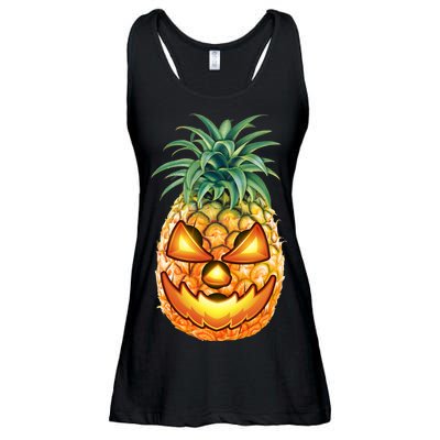 Pineapple Jack O Lantern Face Ladies Essential Flowy Tank