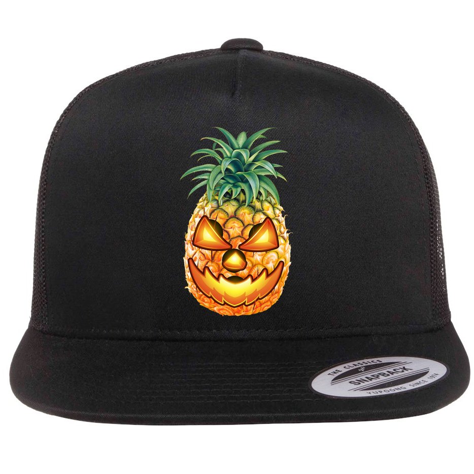 Pineapple Jack O Lantern Face Flat Bill Trucker Hat