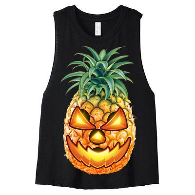 Pineapple Jack O Lantern Face Women's Racerback Cropped Tank