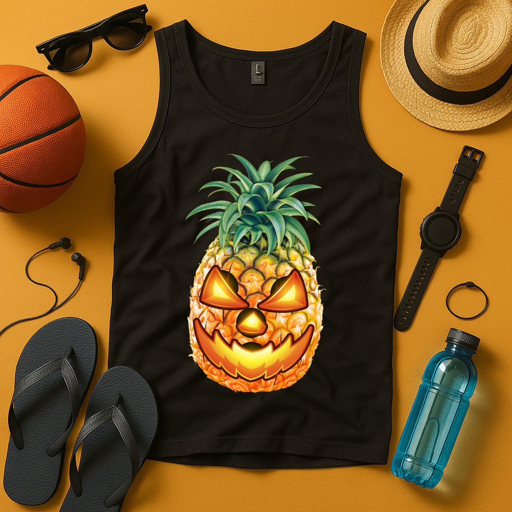 Pineapple Jack O Lantern Face Tank Top