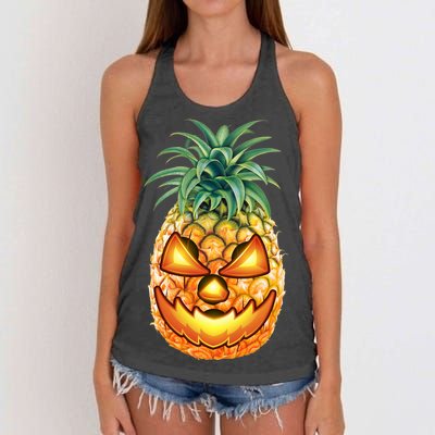 Pineapple Jack O Lantern Face Women's Knotted Racerback Tank