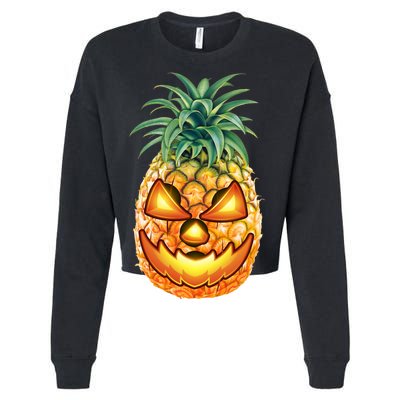 Pineapple Jack O Lantern Face Cropped Pullover Crew