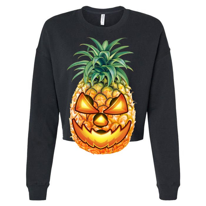 Pineapple Jack O Lantern Face Cropped Pullover Crew