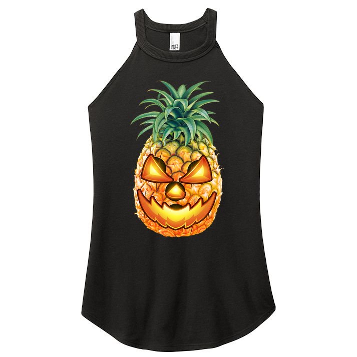 Pineapple Jack O Lantern Face Women's Perfect Tri Rocker Tank