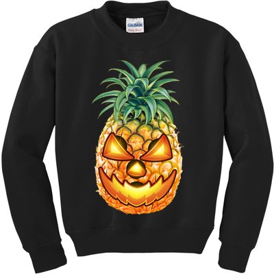 Pineapple Jack O Lantern Face Kids Sweatshirt