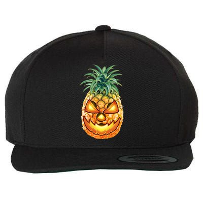 Pineapple Jack O Lantern Face Wool Snapback Cap