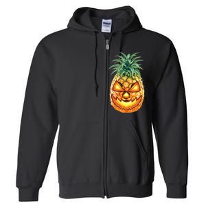 Pineapple Jack O Lantern Face Full Zip Hoodie