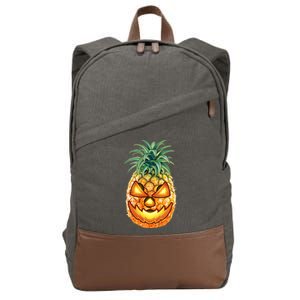 Pineapple Jack O Lantern Face Cotton Canvas Backpack