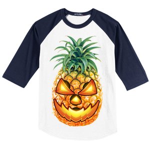 Pineapple Jack O Lantern Face Baseball Sleeve Shirt