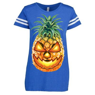 Pineapple Jack O Lantern Face Enza Ladies Jersey Football T-Shirt