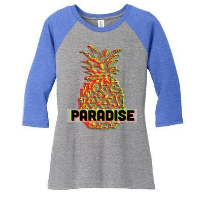 Pineapple Paradise Women's Tri-Blend 3/4-Sleeve Raglan Shirt