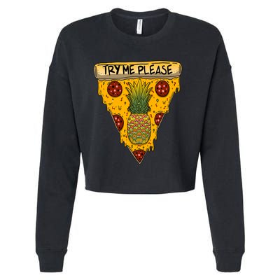 Pineapple Peperoni Pizza Cropped Pullover Crew