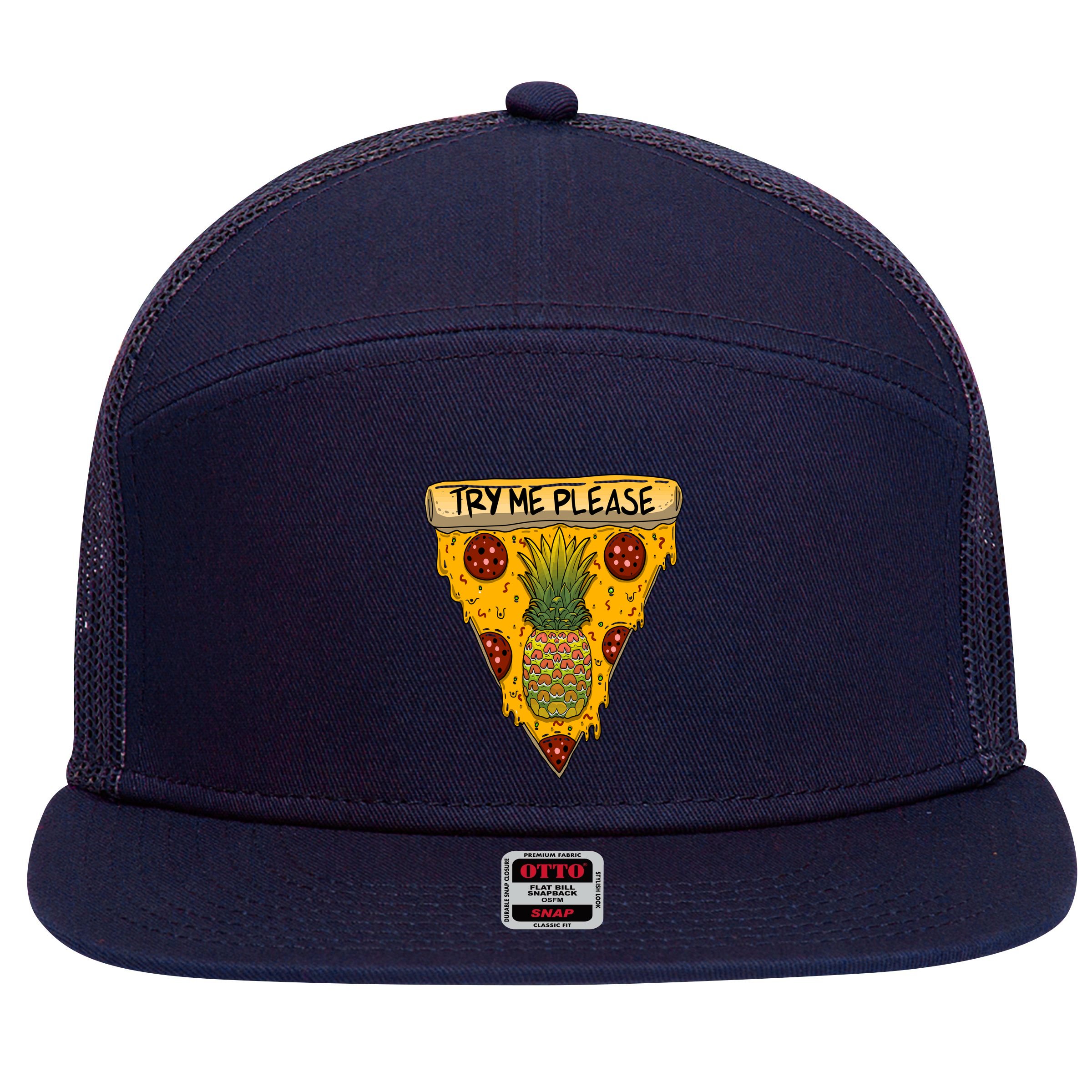 Pineapple Peperoni Pizza 7 Panel Mesh Trucker Snapback Hat