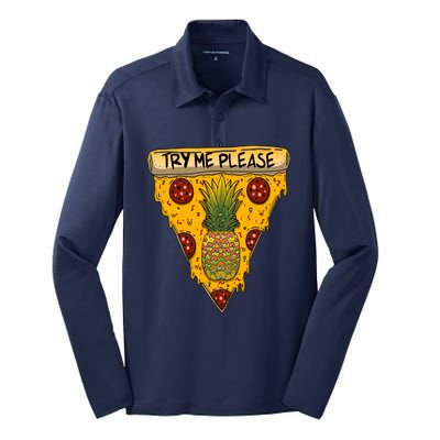 Pineapple Peperoni Pizza Silk Touch Performance Long Sleeve Polo