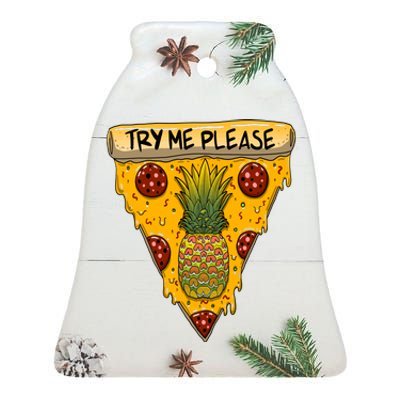 Pineapple Peperoni Pizza Ceramic Bell Ornament