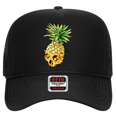  Pineapple Skull High Crown Mesh Back Trucker Hat