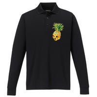  Pineapple Skull Performance Long Sleeve Polo