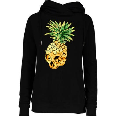  Pineapple Skull Womens Funnel Neck Pullover Hood