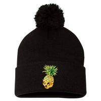  Pineapple Skull Pom Pom 12in Knit Beanie