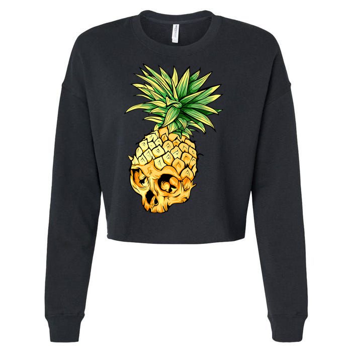  Pineapple Skull Cropped Pullover Crew