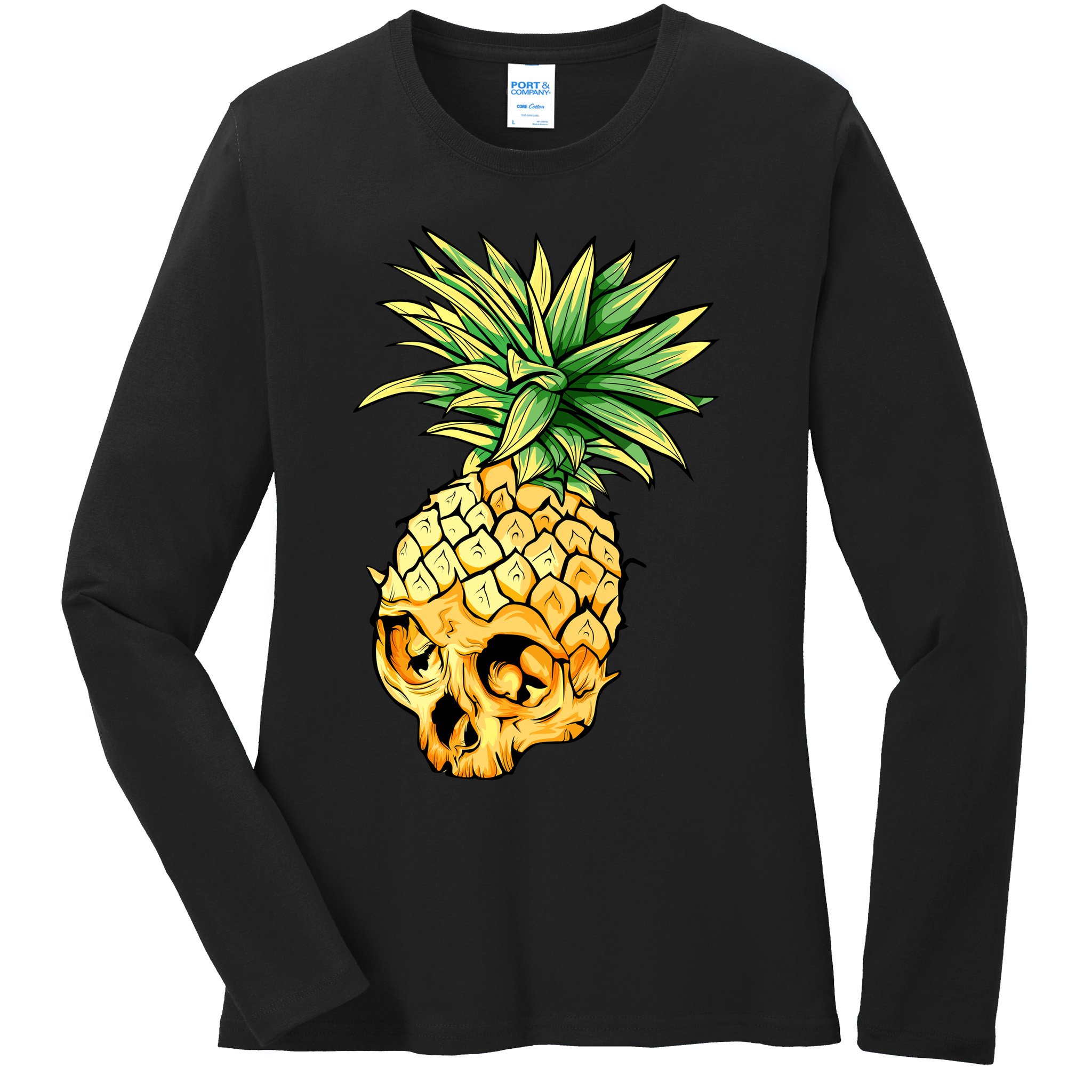  Pineapple Skull Ladies Long Sleeve Shirt