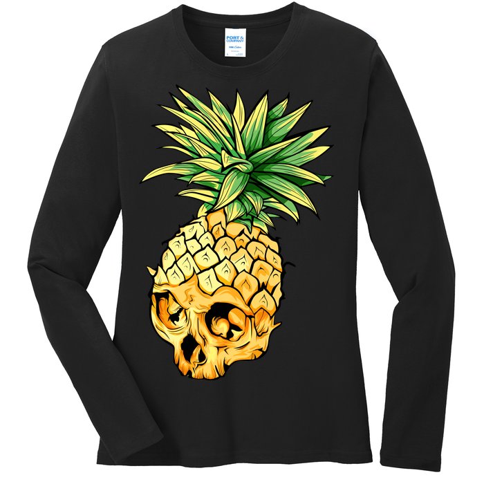  Pineapple Skull Ladies Long Sleeve Shirt