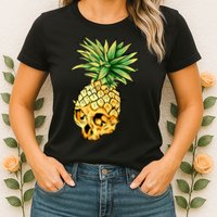 Pineapple Skull Womens T-Shirt
