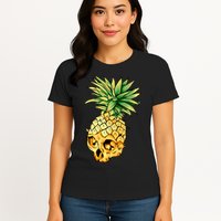  Pineapple Skull Womens T-Shirt