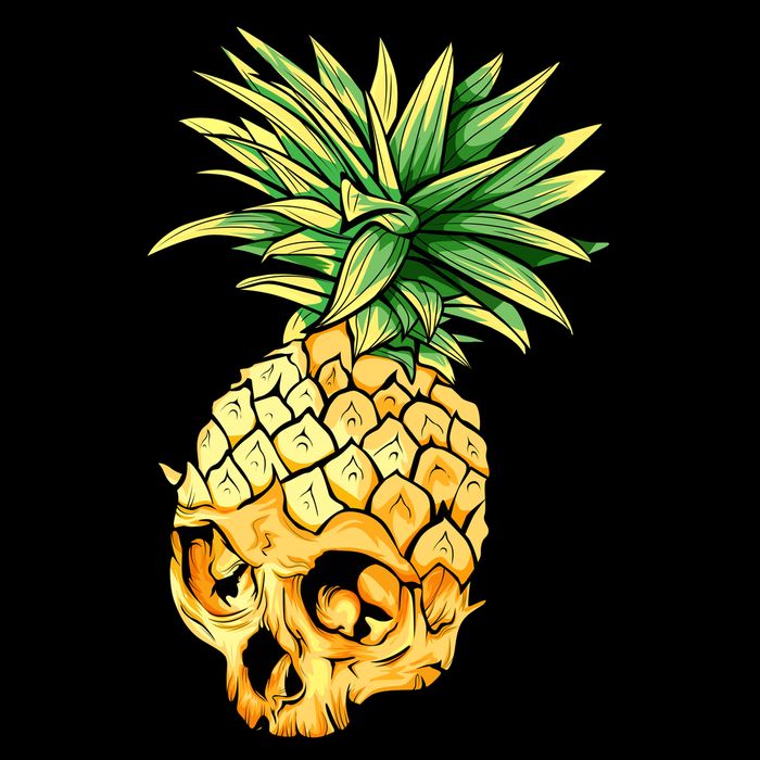  Pineapple Skull Womens T-Shirt