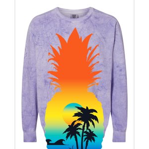 Pineapple Summer Sunset Beach Colorblast Crewneck Sweatshirt