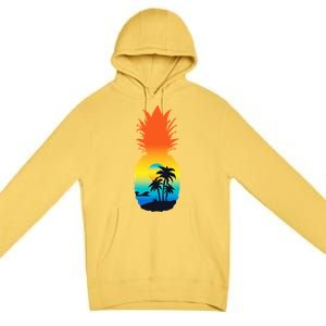 Pineapple Summer Sunset Beach Premium Pullover Hoodie