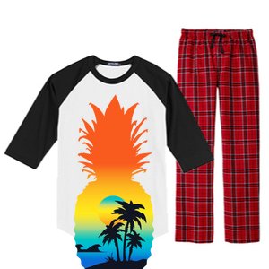 Pineapple Summer Sunset Beach Raglan Sleeve Pajama Set