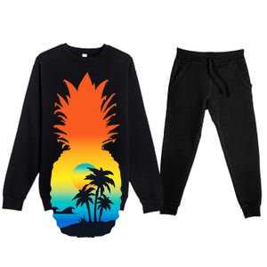 Pineapple Summer Sunset Beach Premium Crewneck Sweatsuit Set