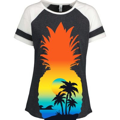 Pineapple Summer Sunset Beach Enza Ladies Jersey Colorblock Tee