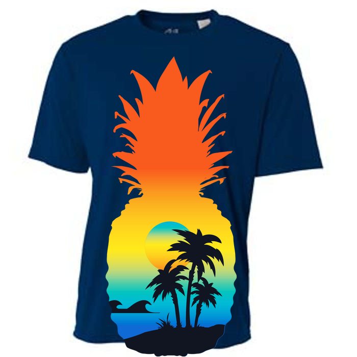 Pineapple Summer Sunset Beach Cooling Performance Crew T-Shirt