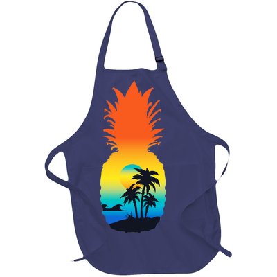 Pineapple Summer Sunset Beach Full-Length Apron With Pockets