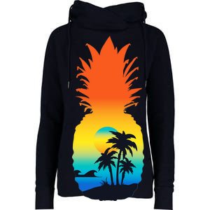 Pineapple Summer Sunset Beach Womens Funnel Neck Pullover Hood