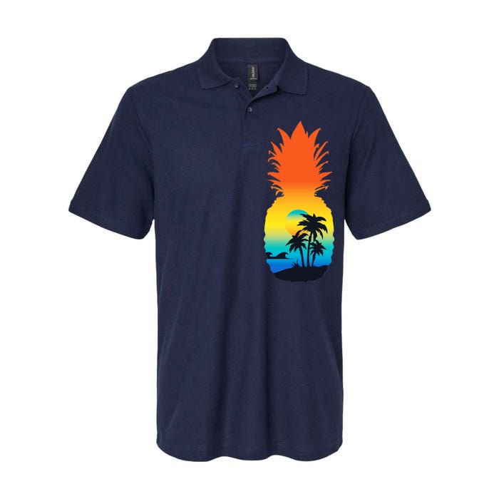 Pineapple Summer Sunset Beach Softstyle Adult Sport Polo