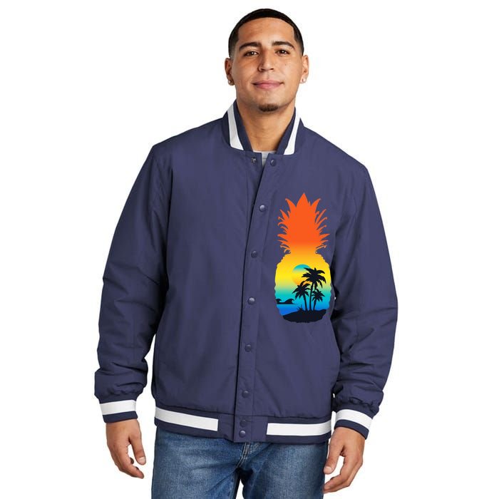 Pineapple Summer Sunset Beach Insulated Varsity Jacket