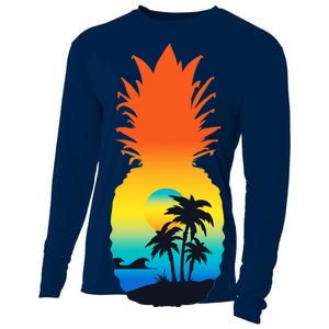 Pineapple Summer Sunset Beach Cooling Performance Long Sleeve Crew