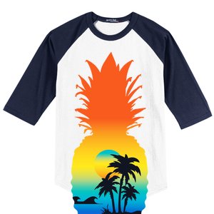 Pineapple Summer Sunset Beach Baseball Sleeve Shirt